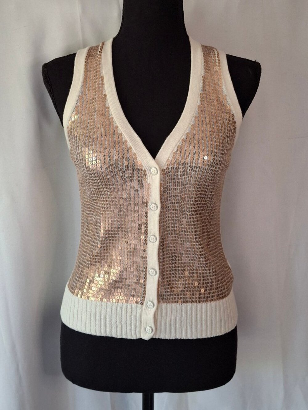 Fossil Copper Sequin Sweater Vest Sz S
